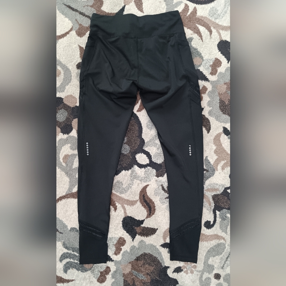Rag Yoga Pants Black Leggings Women's Large Pockets Ankle Mesh Active Wear - Picture 2 of 8